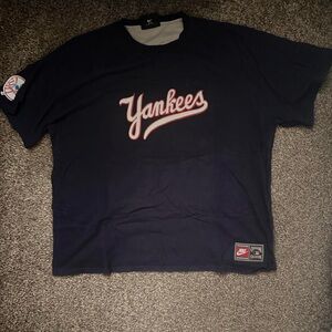 Vintage Nike Yankees Cooperstown Collection Red and Navy Tee